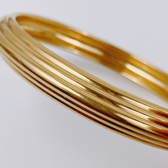 Vintage Signed Trifari 1960s Bangle Bracelet Multi-Strand Mid Century Gold Tone - Picture 7 of 11